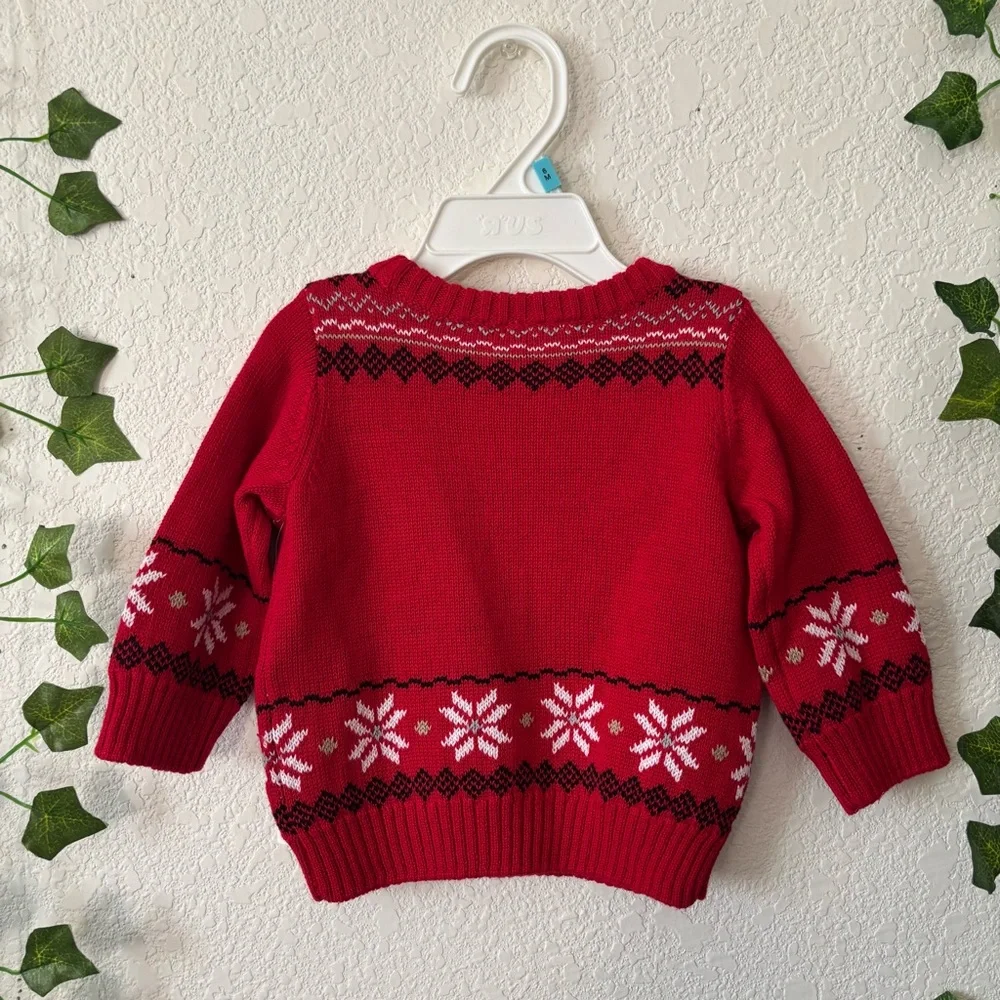 Koala Baby Red Christmas Holiday Reindeer Fair Isle Knit Sweater Size 6 Months